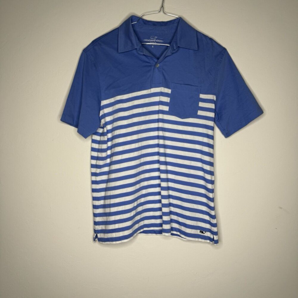 Vineyard‎ Vines Polo Shirt Mens Small Blue White Striped Classic Fit Pima Cotton